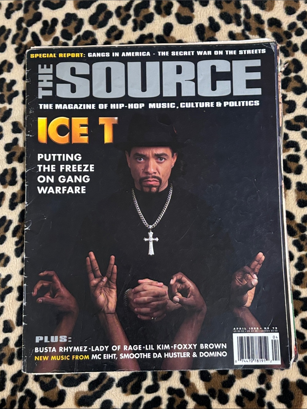 THE SOURCE April 1996 #79 Magazine Ice-T Gang War Hip Hop Rap Portrait 90s Art